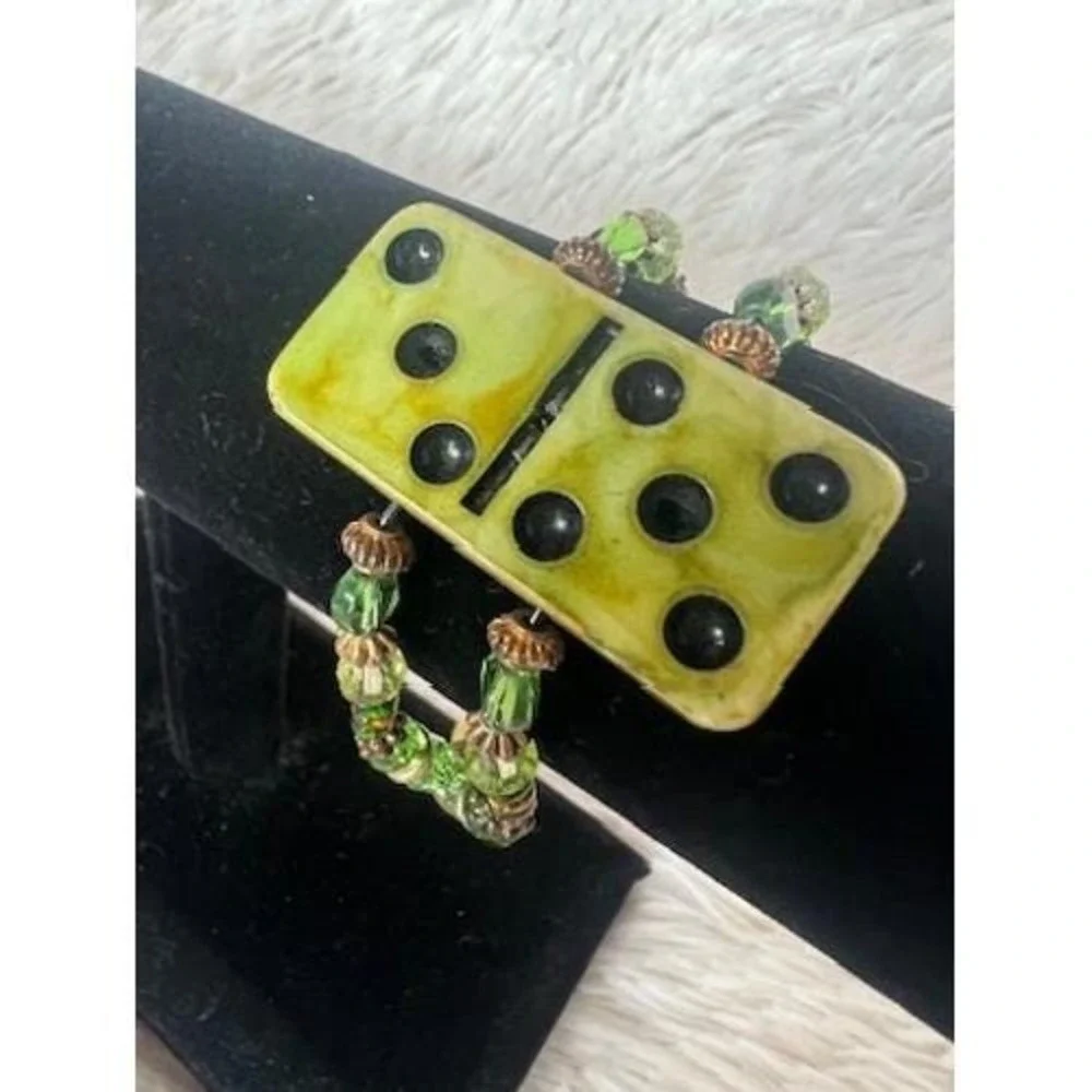 Domino Thistle Bracelet‎ Vintage Green Botanical Whimsigoth Mahjong